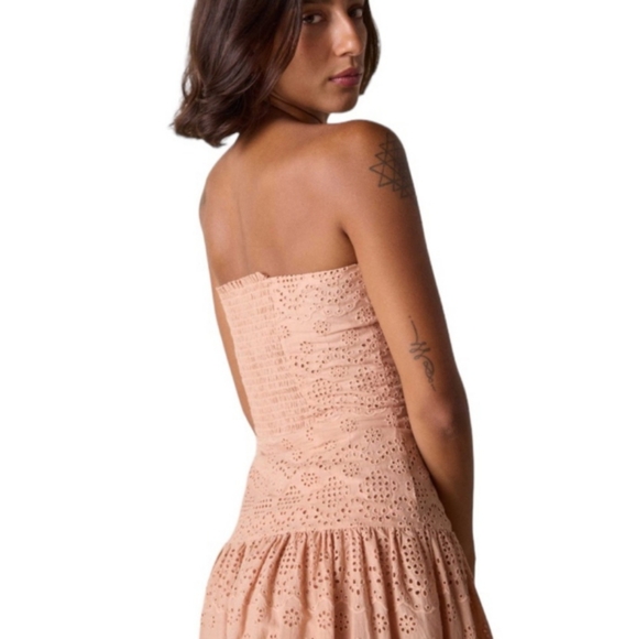 NWT St. Roche Benedict Dress in Tan Eyelet Convertible Straps Midi Dress - Picture 8 of 11